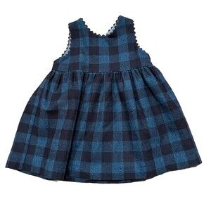 Jacadi Paris Baby Girl Preppy Pinafore Dress Size 6M Wool Blend Excellent